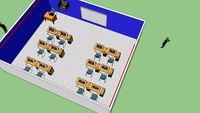 Aula de computo distribuida con doce carpetas
