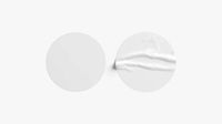 Two White Round Stickers - sleek and wrinkly sticky tag