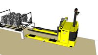 AGV : Sreaddle type long forks for operation in engine plant