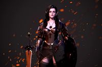 Knight Girl with Dark Elf skin -Female Dungeon Warrior Stylized MMORPG Character