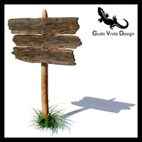 Rustic Wooden Signpost 3D Model