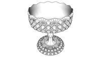 Cut Glass Fruit Bowel in Gray Glass