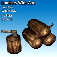 Lumbers With Axe Low Poly 3D Model