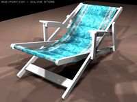 Beach deck chair in blue 3D Model