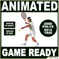 White Tennis Player For Videogames 5912 tris 3D Model