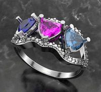 Three stone heart ring | 3D