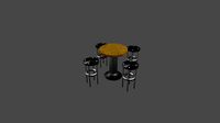 Wood-Pub-Table with Four Stools