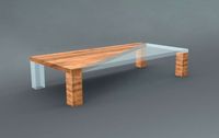 Wooden Glass Table 3D Model