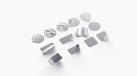 13 Stickers Set - silver adhesive round and square sticky labels