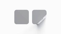 Two Square Stickers - silver smooth and curled corners adhesive label