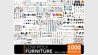 Low Poly Furniture - 1000 models collection interior Vol1-Vol2