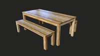 Wooden Table Low Poly - Game Ready