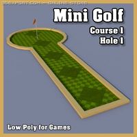 Low Poly Mini Golf Hole C1H1 3D Model