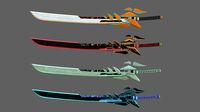 futuristic sci-fi sword pack - 4 swords with distinct designs low-poly s