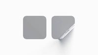 Two Square Stickers-silver smooth curled corners adhesive label