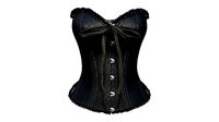 Damask Texture Lace Up Buttoned Up Black Corset