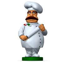 High Poly Statuette Italian Chef Cook Pose