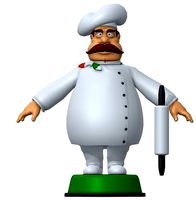 High Poly Statuette Italian Chef Cook T-Pose