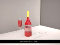 Glass and Bottle 3D Model