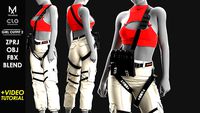 Girl Outfit 2 - Marvelous and Clo3d ZPRJ OBJ FBX  Video Tutorial