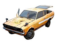 Old Classic car coupe set with interior in 9 color variants az9