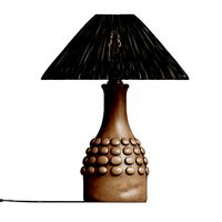 Tan Bobbled Terracotta Table Lamp Black Raffia