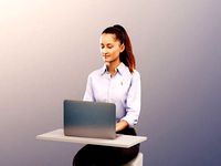 Katy 12849 - Sitting Woman Working On Laptop