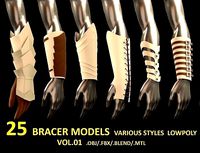 25 Bracer Low and Medium poly models   various style