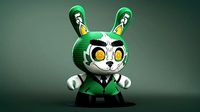 Kidrobot Cash Wolf Green 5 inch Dunny by Josh Divine