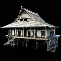 JAPAN CHINESE ASIAN FEUDAL HUT HOUSE DOJO CABIN VILLAGE SAMURAI