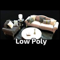 Living Room  Low poly  Sofa  table   carpet   vasa    3d model