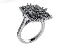 rectangle pyriamid head ring with diamonds 0007 | 3D