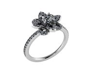 flower ring with round stone 0011 | 3D