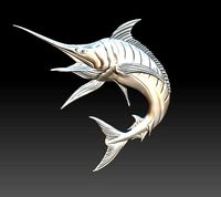 Marlin fish 3D print pendent badge model | 3D