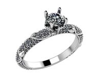 solitaire ring with diamonds 0035 | 3D
