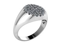 signet round pawe ring 0051 | 3D
