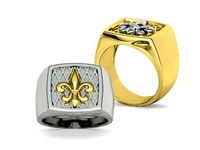 Fleur de Lis Signet Ring Cushion Top Men Signet ring 10-12US | 3D