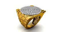Gents Diamond  Nugget Ring 34 | 3D