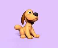 Cartoon Sitting Dog | 3D
