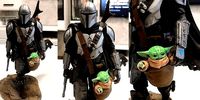 Mandalorian statue with baby yoda | 3D