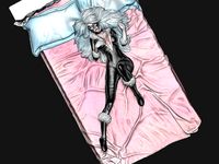 Black cat on bed | 3D