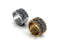 cushion marquise mexed stone ring 348 | 3D