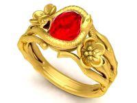 flower and snake ruby women ring 3586 | 3D