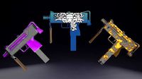 Three stylized Mac-10 PBR game ready Low-poly 3D models