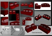 ID50027 Red Sofa Sets 3D Model