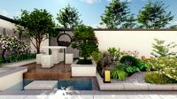 New Chinese courtyard landscape SU model