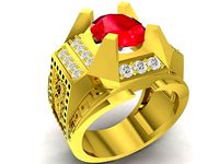 korea oval ruby and diamond men ring 3713 | 3D