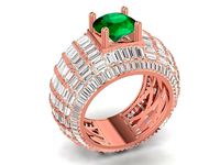 baguatte diamond men ring 3704 | 3D