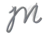 M Letter Diamond Pendant 0149 | 3D