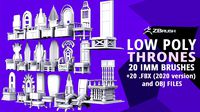 20 low poly thrones chairs furniture IMM brush set